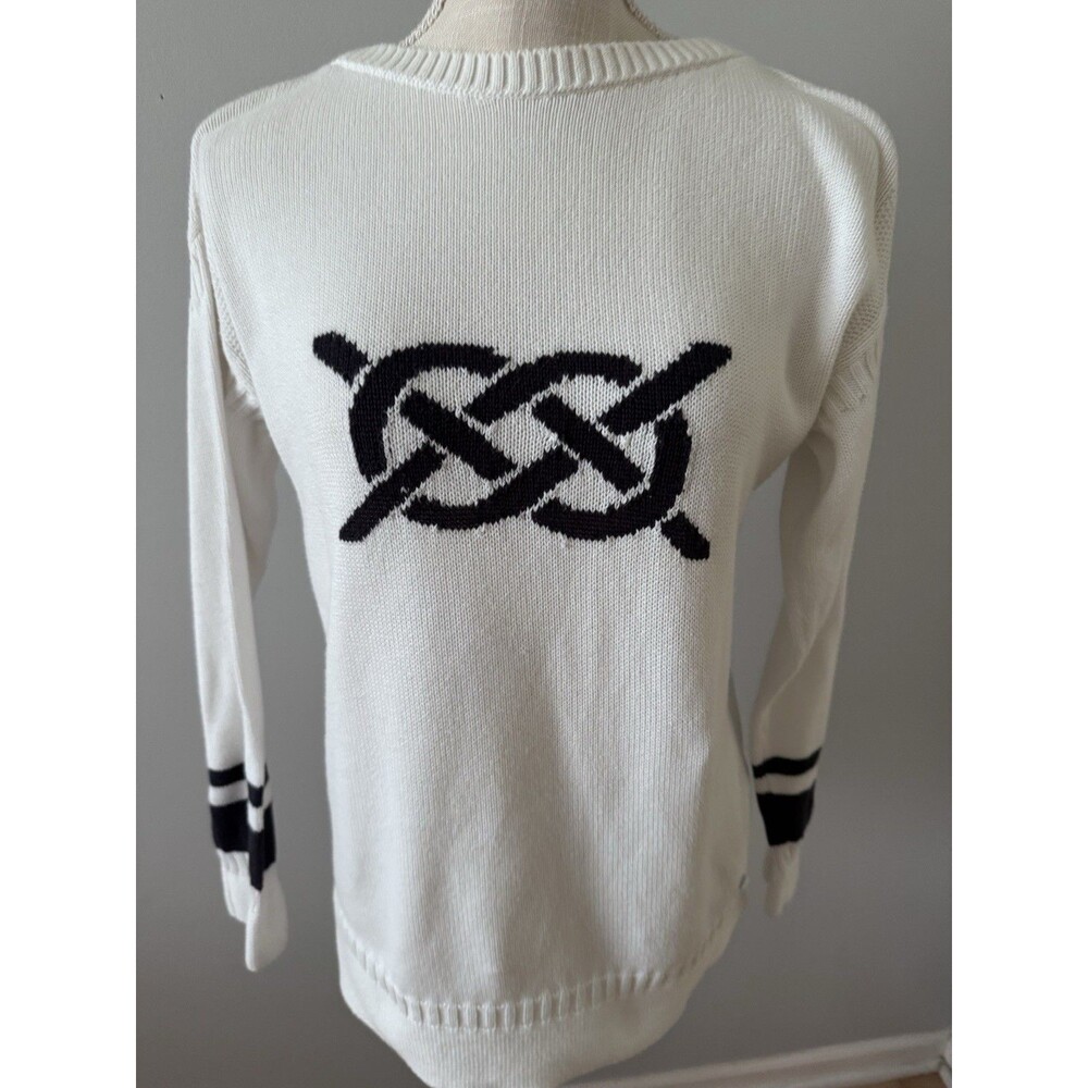 Barbour Mast Knit Printed‎ Crew Neck Pullover Sweater Size US 6 Nautical Classic